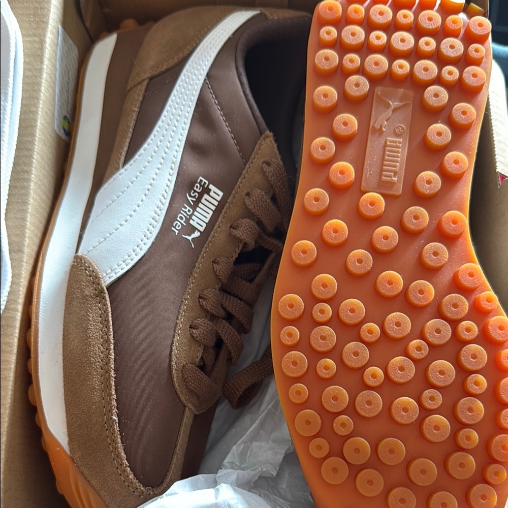 Puma Brown White Orange Retro Sneakers - Picture 4 of 4